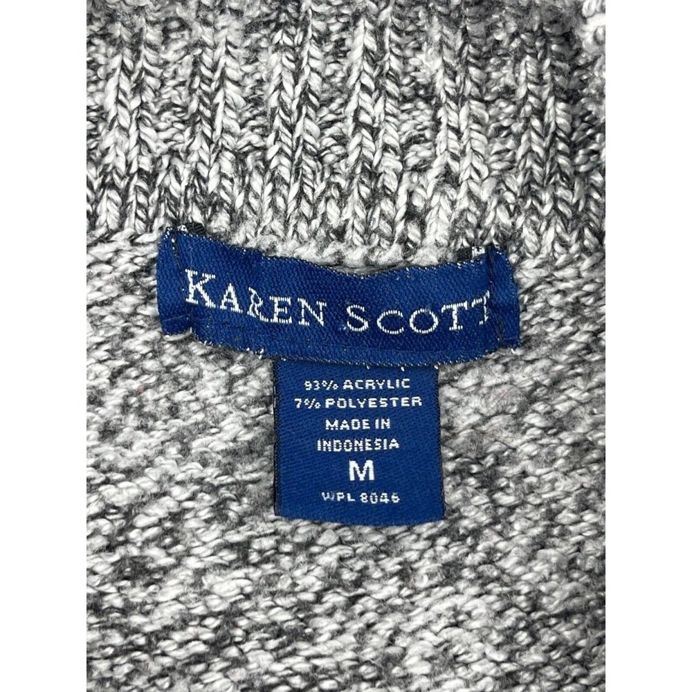 Karen Scott Women's Gray Long Sleeve Collared Knit Sweater Size Medium - Picture 5 of 9